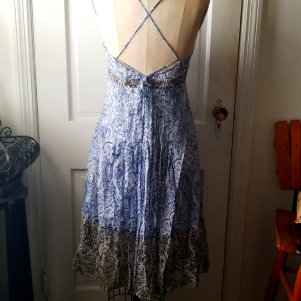 Maxazria Collection Cotton/Silk Sexy Beach Vacation Chic light chambray dress - Picture 5 of 8